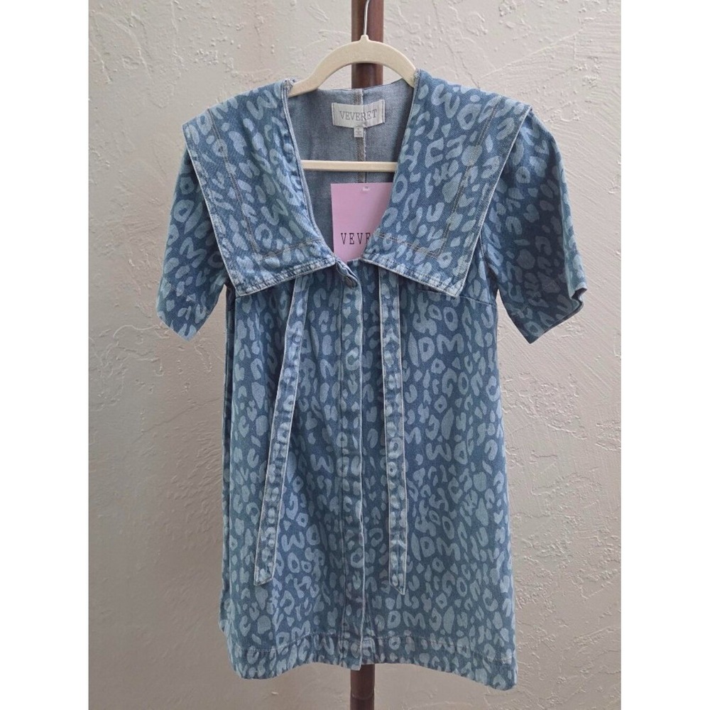 D7. Women's Leopard Print Denim‎ Sailor Dress - Picture 3 of 5